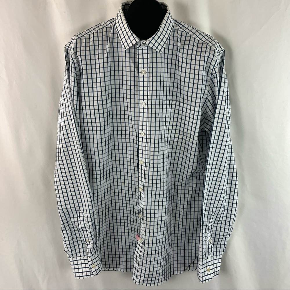 80’s two ply Blue and White Plaid button Down Thompson Shirtings J. Crew XLT - Picture 10 of 11